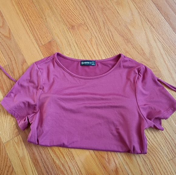 Popular 21 Ruched Crop Top Size Large - Picture 9 of 9
